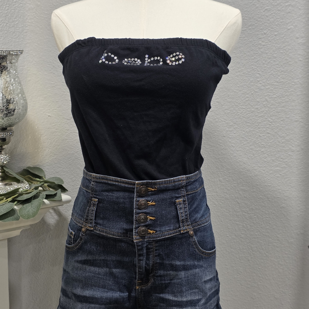 bebe Black Strapless Tank Top